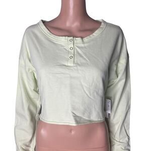 Abound Crop Sweatshirt Womens Small Green Lime Cream Stretch New